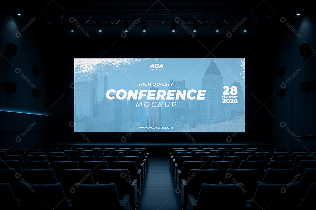 Espaço de Evento Com Palco Mockup PSD Editável