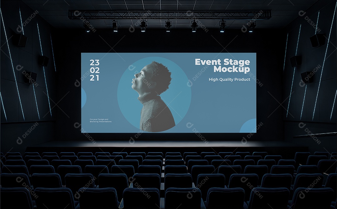 Espaço de Evento Com Palco Mockup PSD Editável