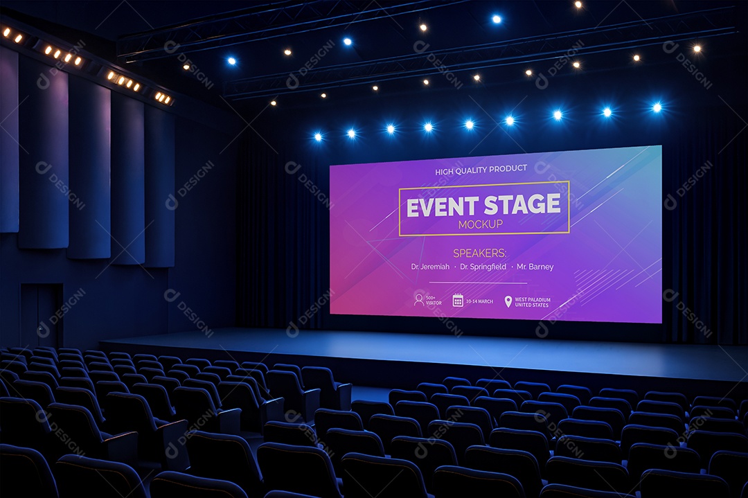 Espaço de Evento Com Palco Mockup PSD Editável