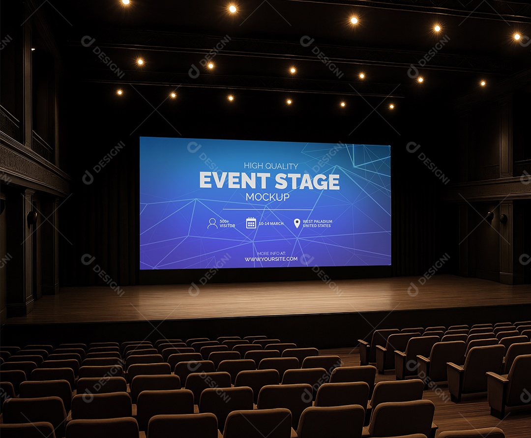 Espaço de Evento Com Palco Mockup PSD Editável