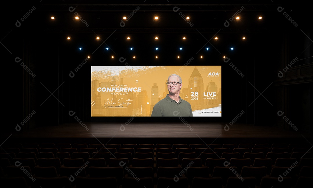 Espaço de Evento Com Palco Mockup PSD Editável