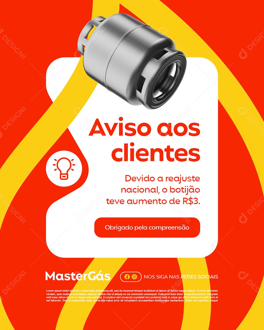 Distribuidora de Gás Aviso aos Clientes Social Media PSD Editável