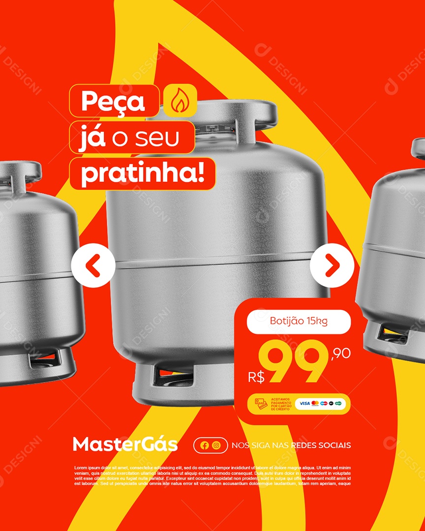Distribuidora de Gás Peça Já o Seu Pratinha Social Media PSD Editável
