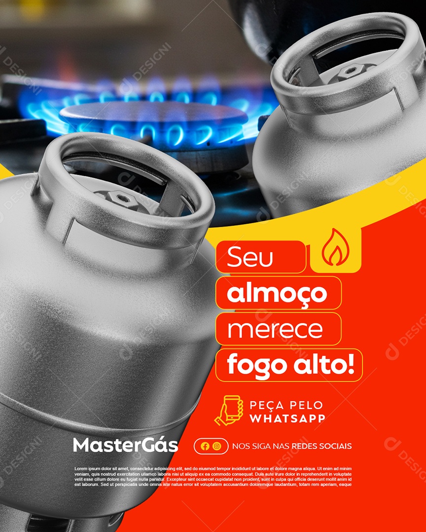 Distribuidora de Gás Seu Almoço Merece Fogo Alto Social Media PSD Editável