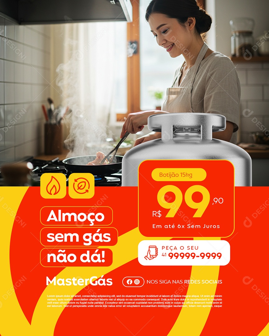 Distribuidora de Gás Almoço Social Media PSD Editável