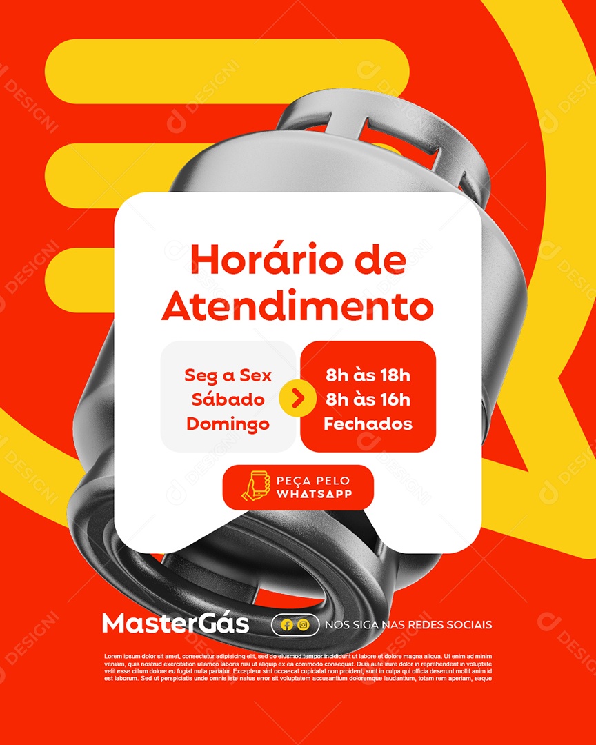 Distribuidora de Gás Horário de Atendimento Social Media PSD Editável
