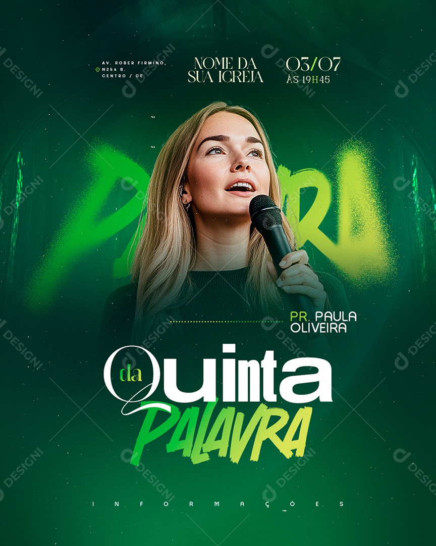 Flyer Gospel Quinta da Palavra Social Media PSD Editável