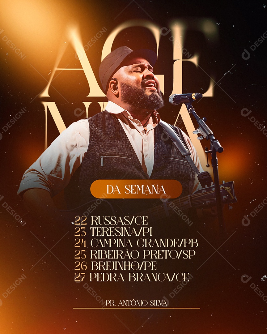 Flyer Gospel Agenda da Semana Social Media PSD Editável