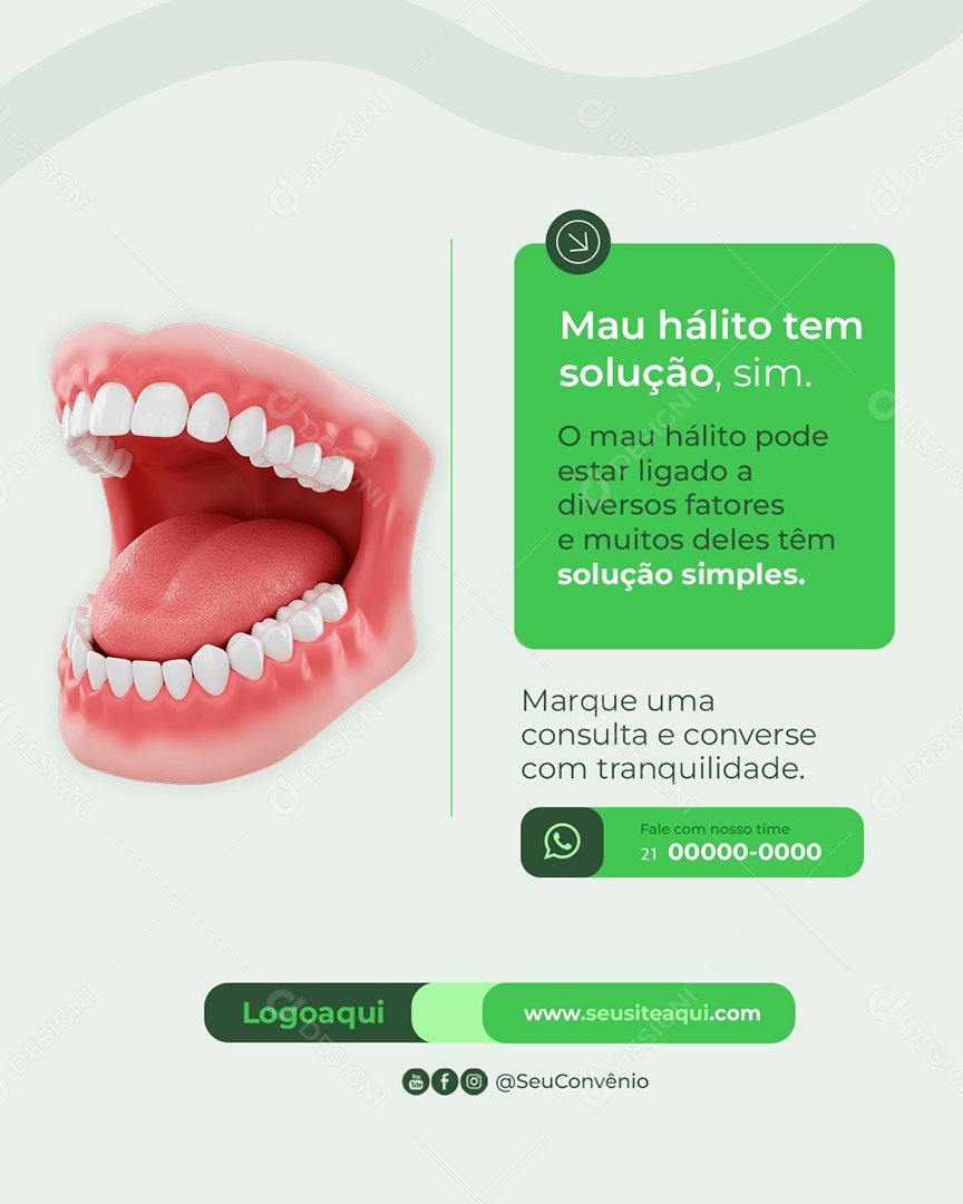 Clínica Odontológica Mau Hálito Tem Solução Sim Social Media PSD Editável