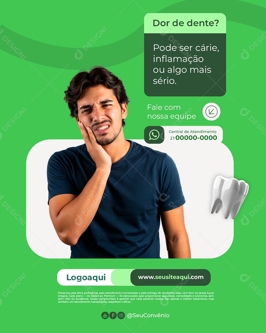 Clínica Odontológica Dor de Dente Social Media PSD Editável