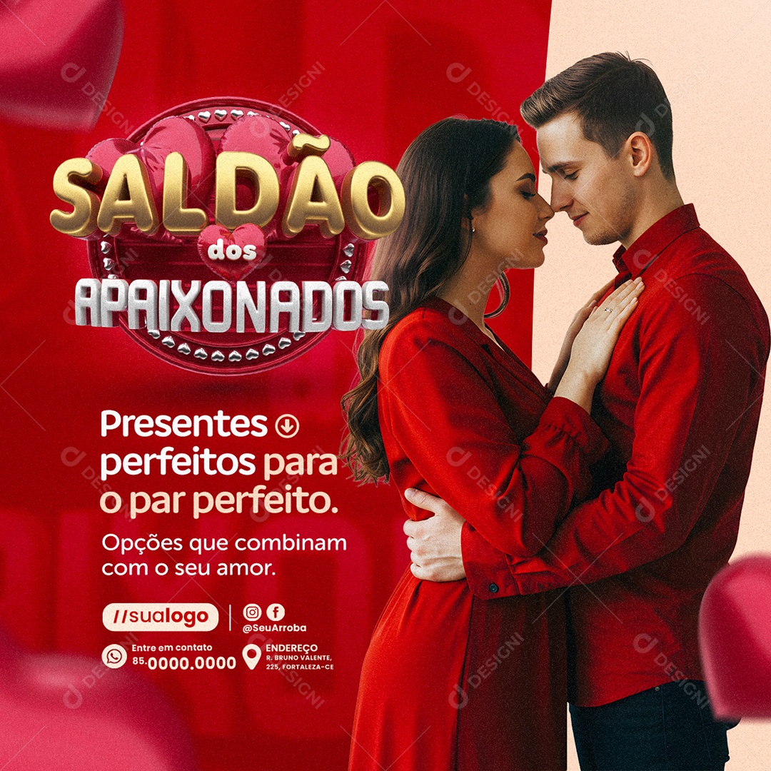 Saldão dos Apaixonados Presentes Perfeito Para o Par Perfeito Social Media PSD Editável