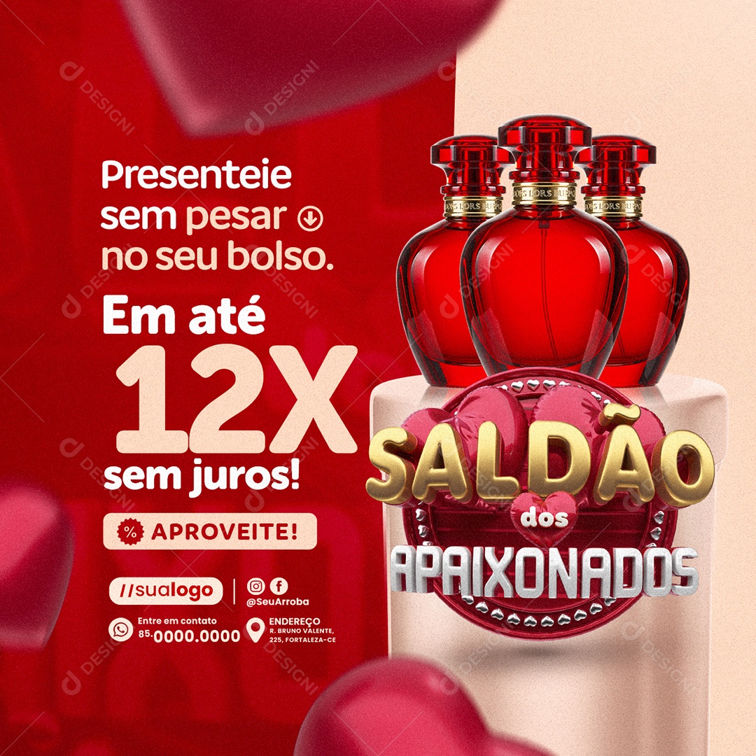 Saldão dos Apaixonados Perfumaria Presenteie Sem Pesar Social Media PSD Editável