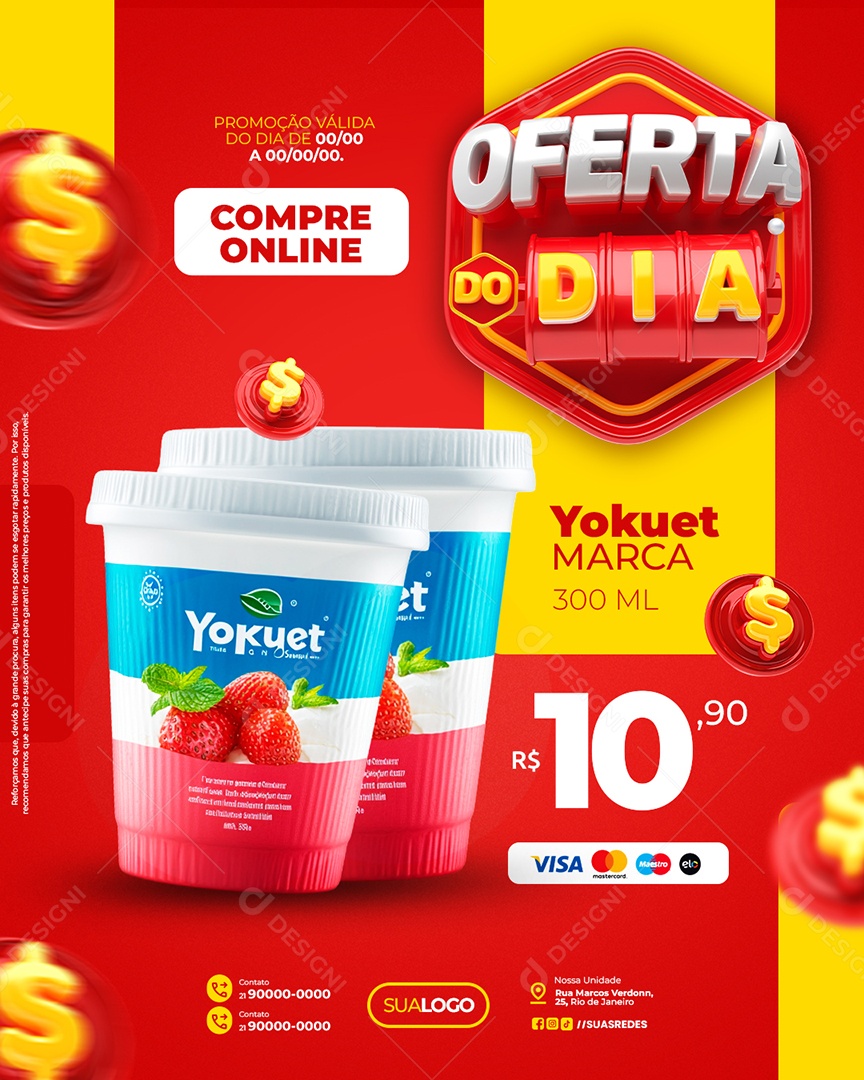 Oferta do Dia Supermercado Compre Online Social Media PSD Editável