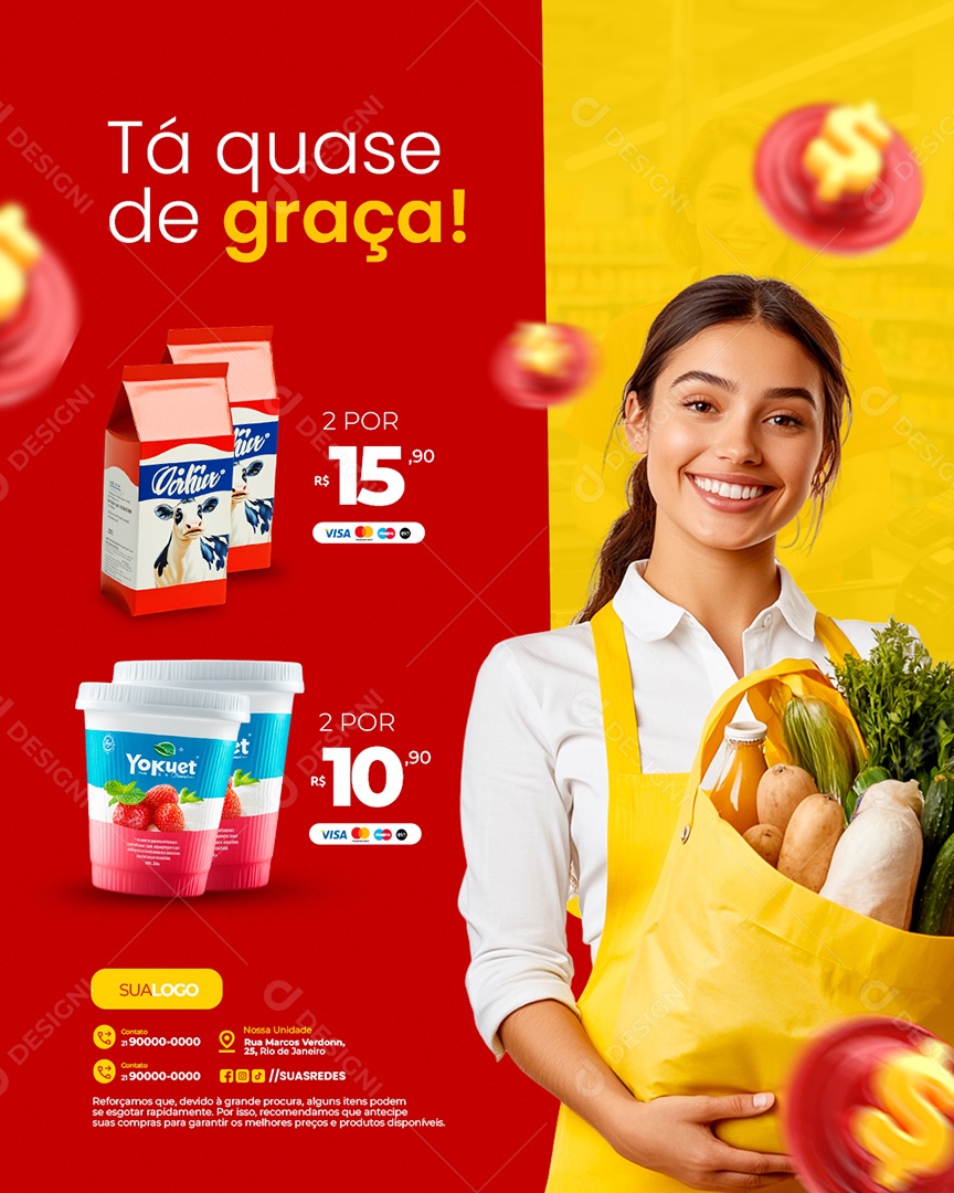 Supermercado Tá Quase de Graça Social Media PSD Editável