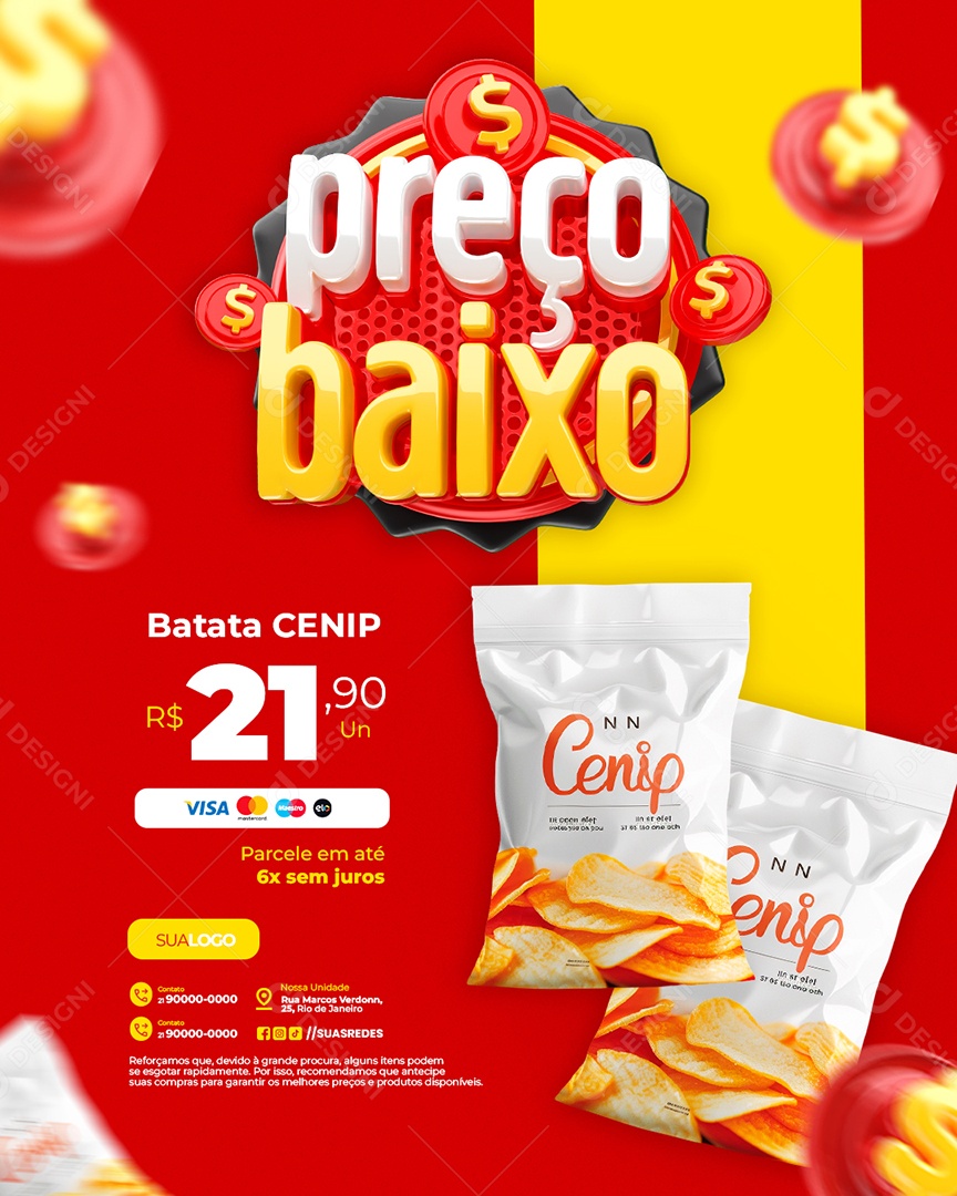 Preço Baixo Supermercado Batata Cenip Social Media PSD Editável