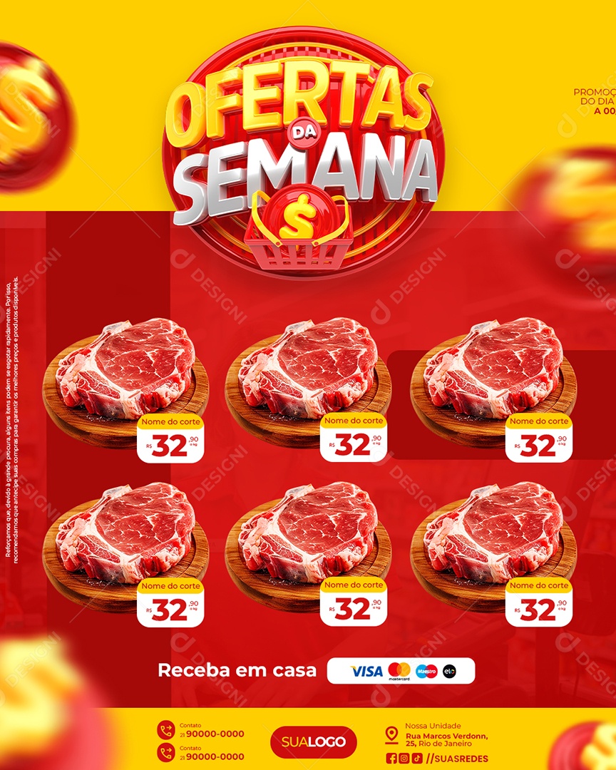 Ofertas da Semana Açougue Carne Social Media PSD Editável