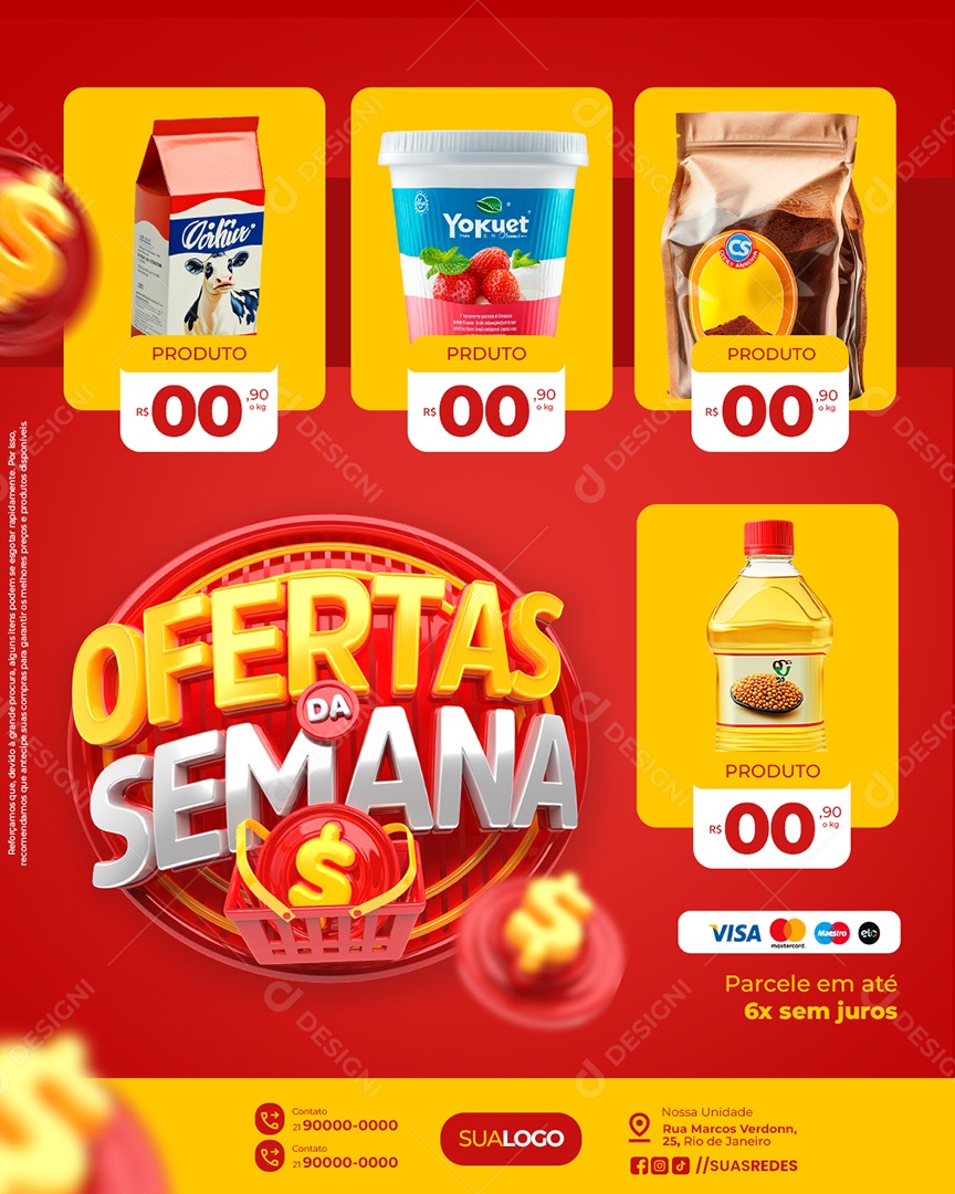 Ofertas da Semana Supermercado Produto Social Media PSD Editável