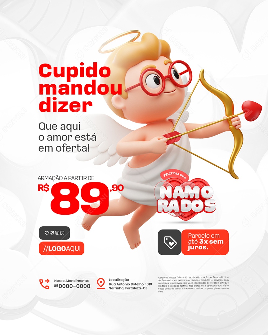 Feliz Dia dos Namorados Ótica Cupido Mandou Dizer Social Media PSD Editável