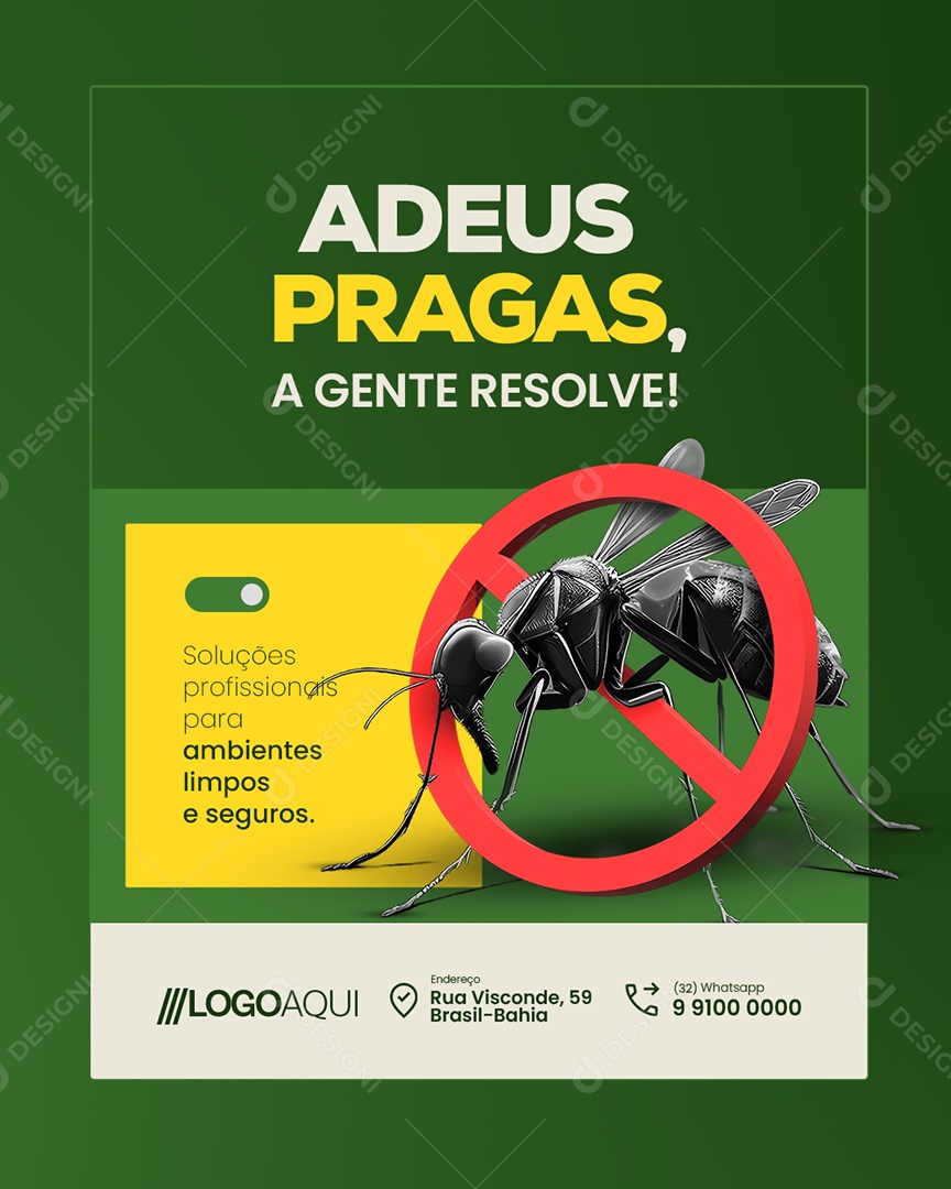Dedetizadora Adeus Pragas Social Media PSD Editável