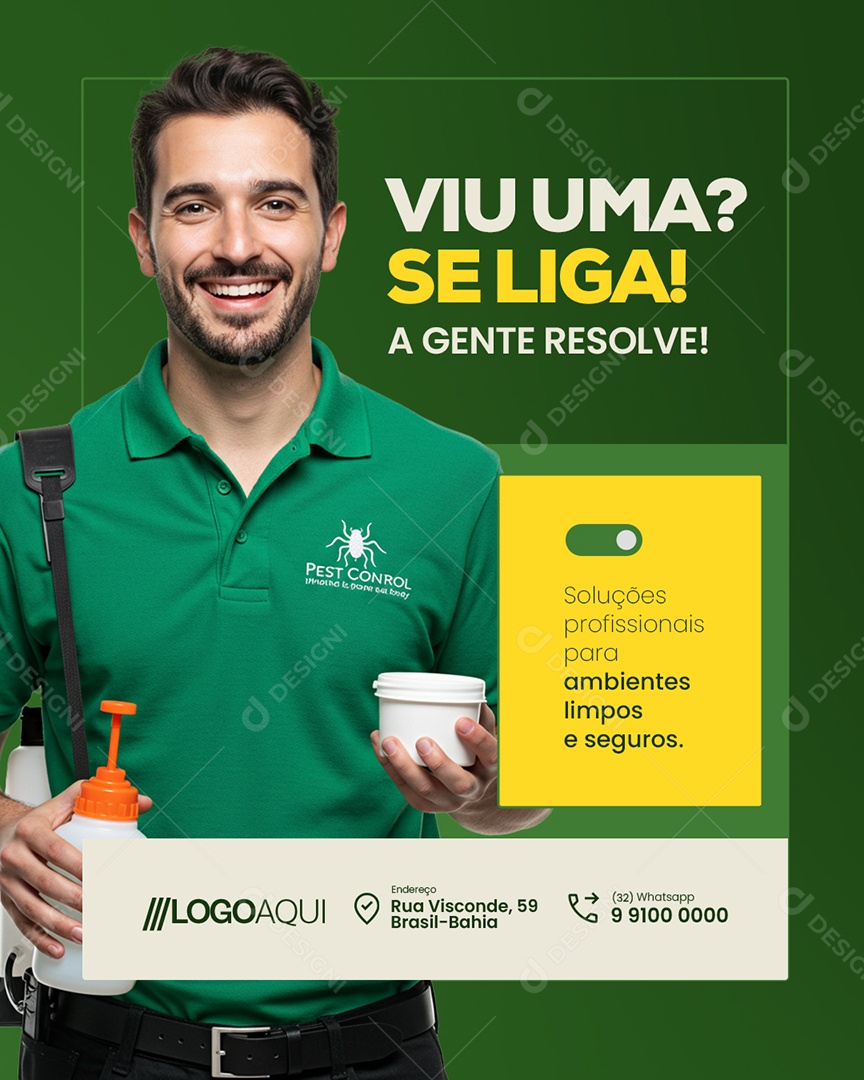 Dedetizadora Viu Uma Se Liga Social Media PSD Editável