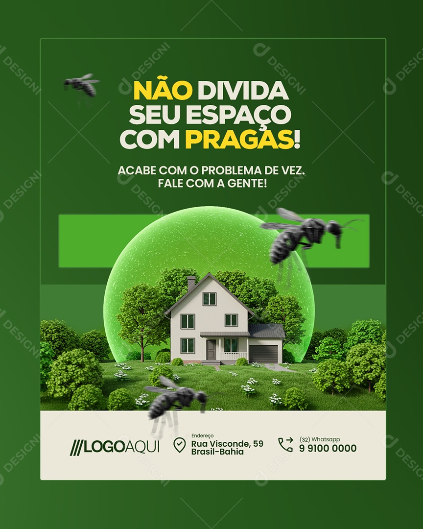 Dedetizadora Não Divida Seu Espaço com Pragas Social Media PSD Editável