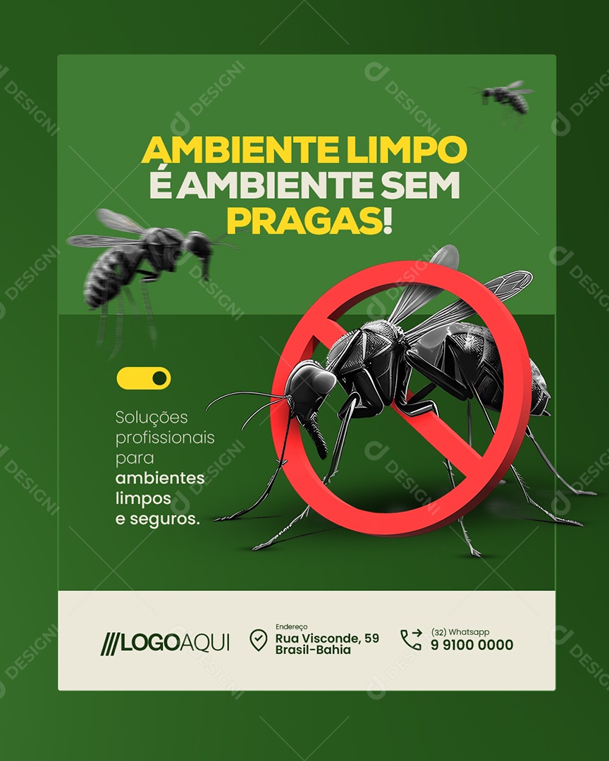 Dedetizadora Ambiente Limpo é Ambiente Sem Pragas Social Media PSD Editável