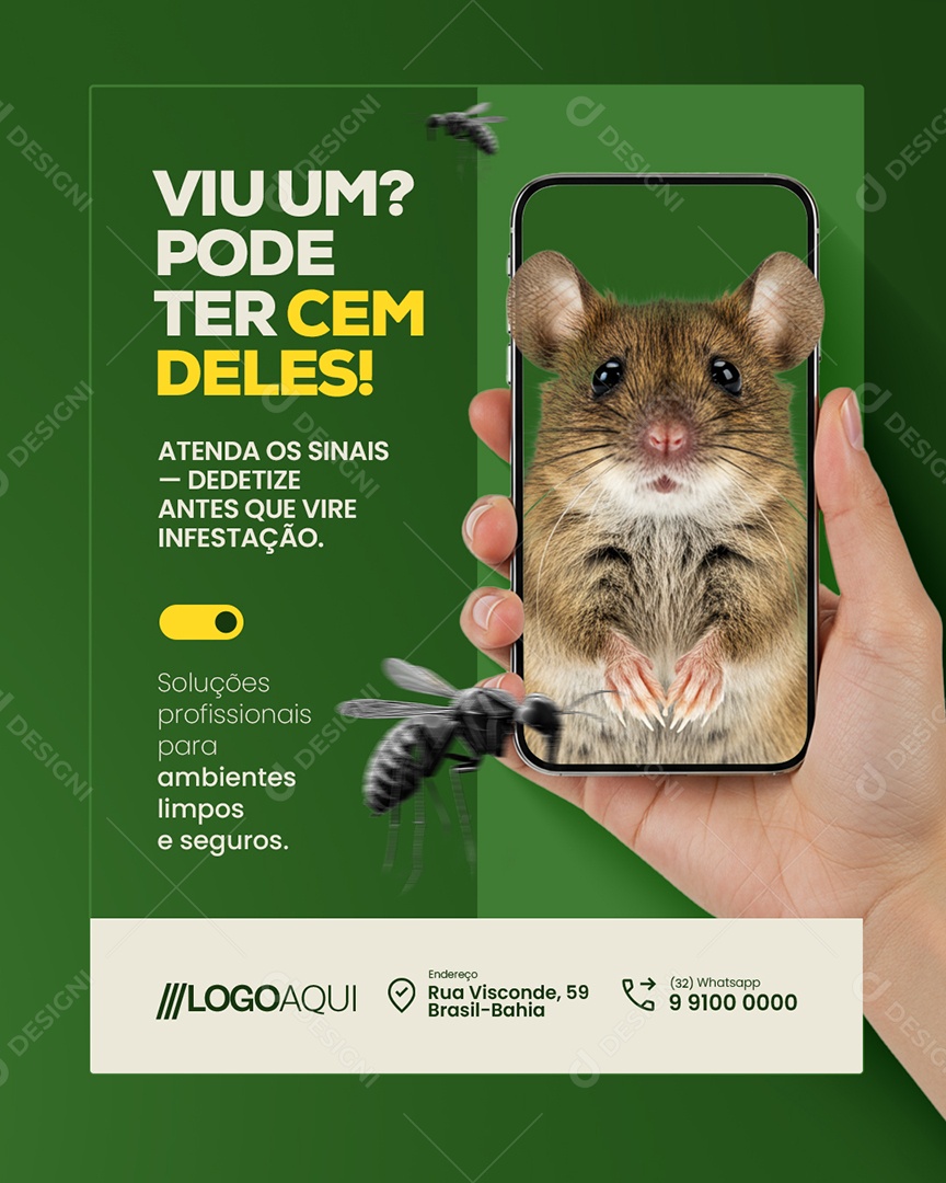 Dedetizadora Viu Um Pode Ter Cem Deles Social Media PSD Editável