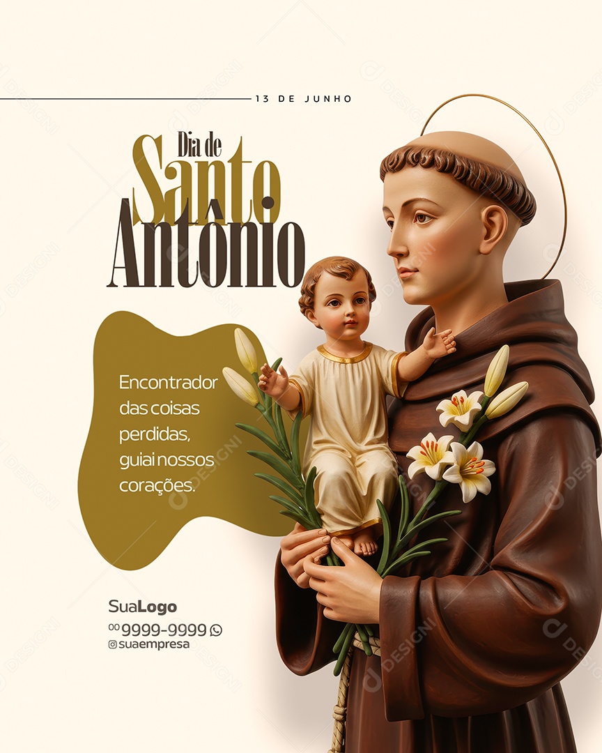 Dia de Santo Antônio 13 de Junho Com a Benção Social Media PSD Editável