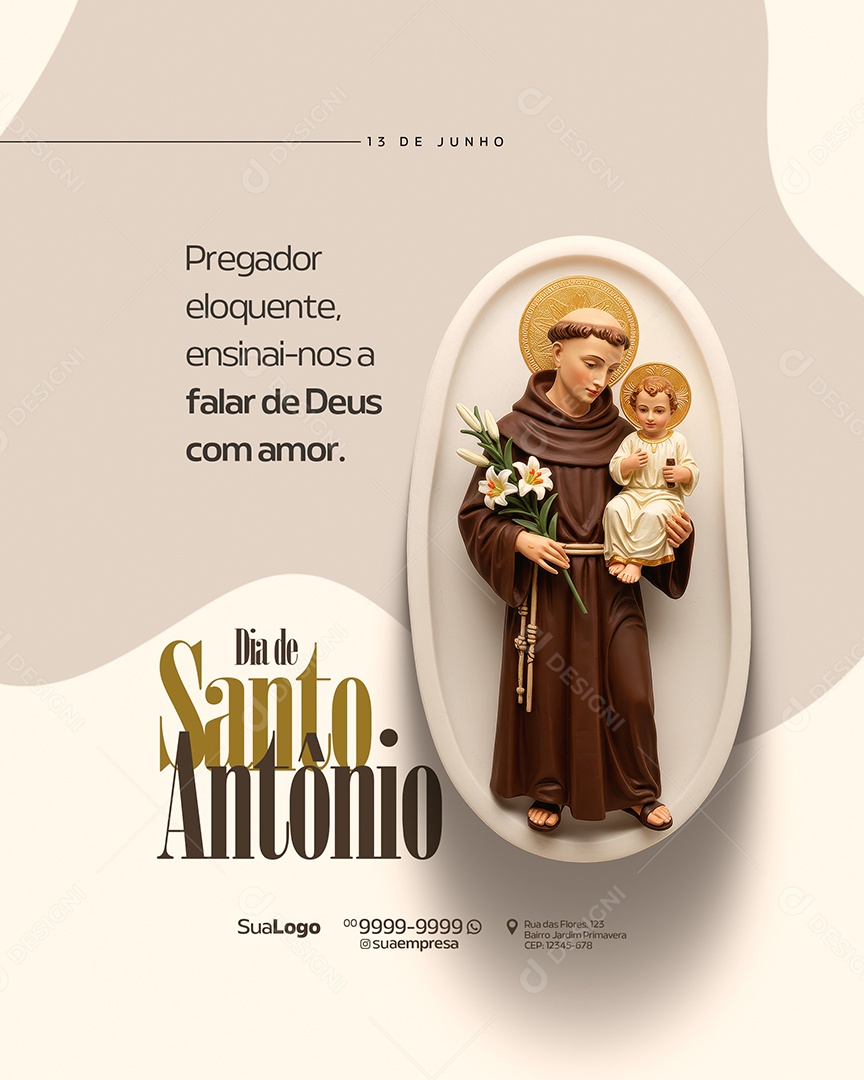 Dia de Santo Antônio 13 de Junho Com a Benção Social Media PSD Editável