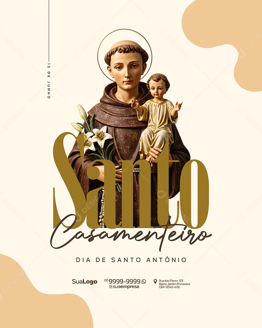 Dia de Santo Antônio 13 de Junho Com a Benção Social Media PSD Editável