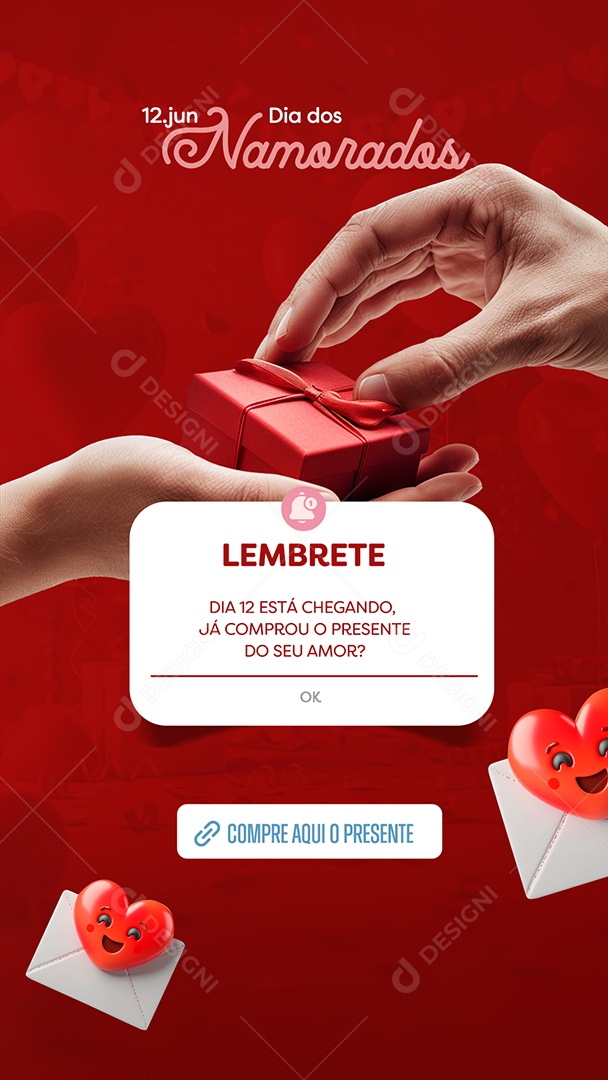 Story Dia dos Namorados Lembrete Social Media PSD Editável