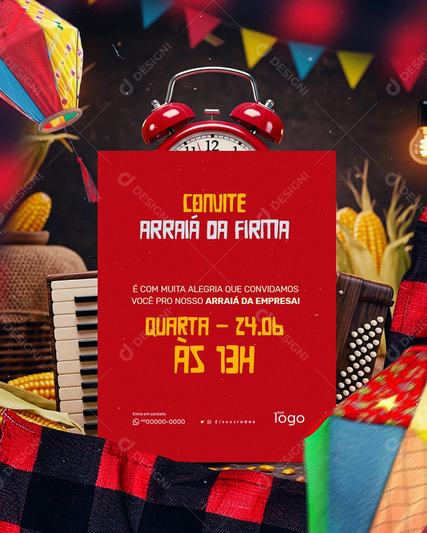 Convite Festa Junina da Firma Social Media PSD Editável