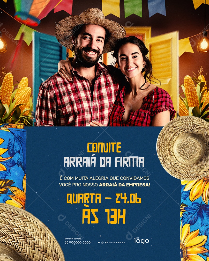 Convite Festa Junina da Firma Social Media PSD Editável