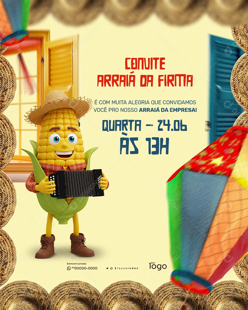 Convite Festa Junina da Firma Social Media PSD Editável