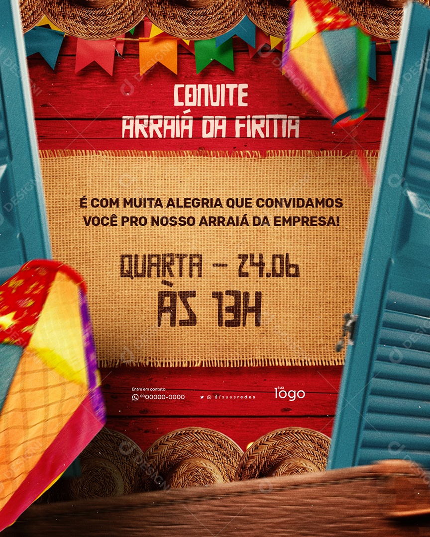 Convite Festa Junina da Firma Social Media PSD Editável