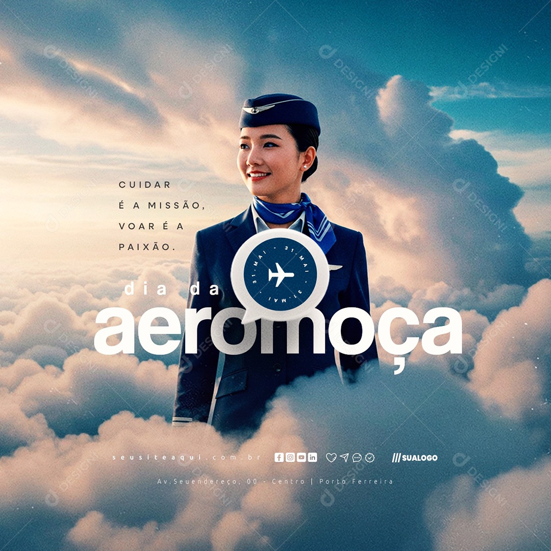 Dia da Aeromoça 31 de Maio Social Media PSD Editável