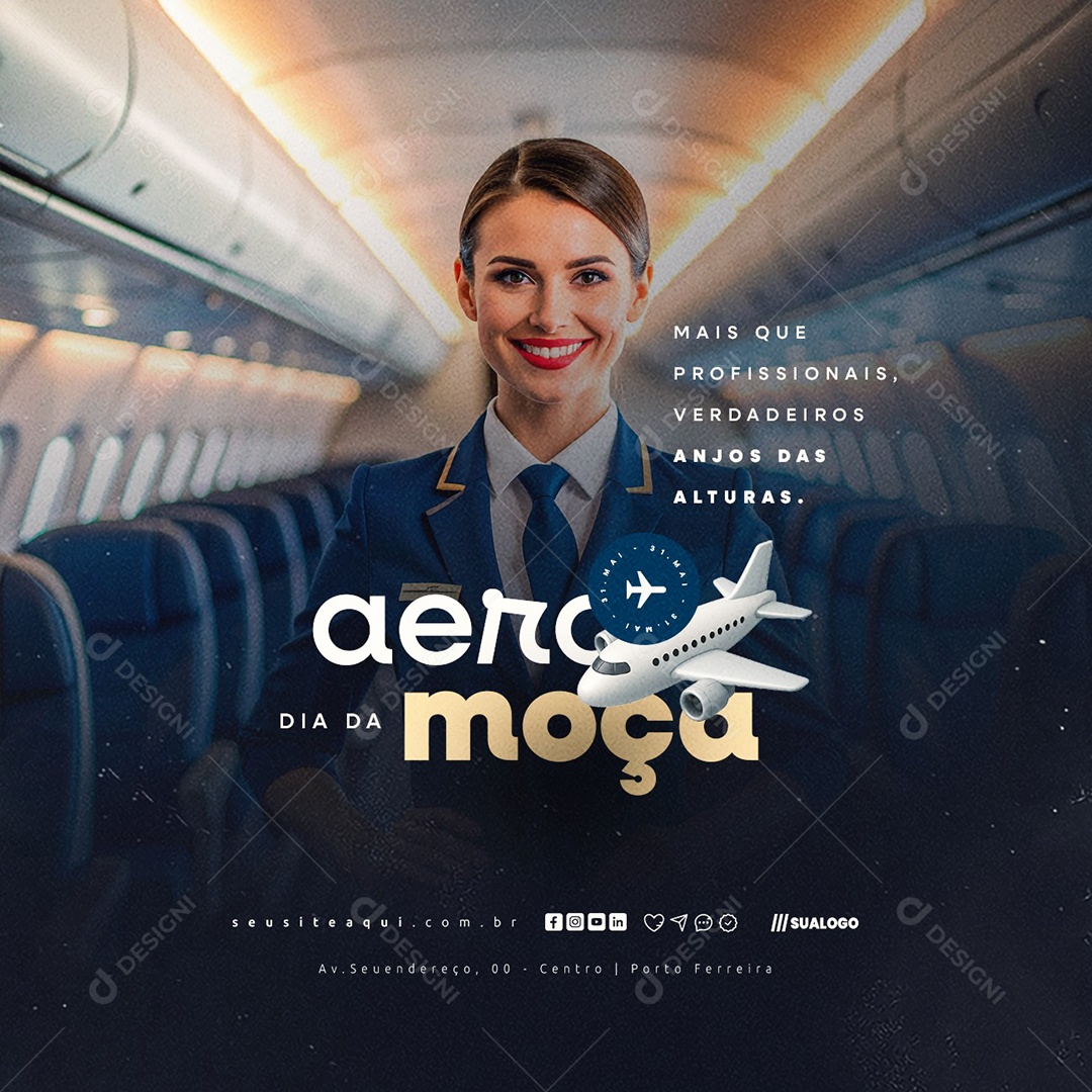 Dia da Aeromoça 31 de Maio Social Media PSD Editável