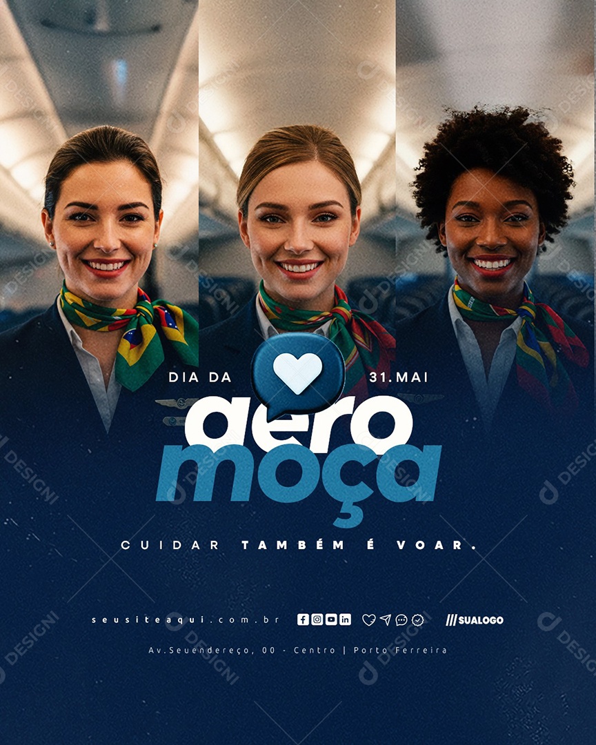 Dia da Aeromoça 31 de Maio Social Media PSD Editável