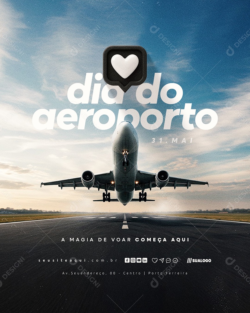 Dia do Aeroporto 31 de Maio Social Media PSD Editável