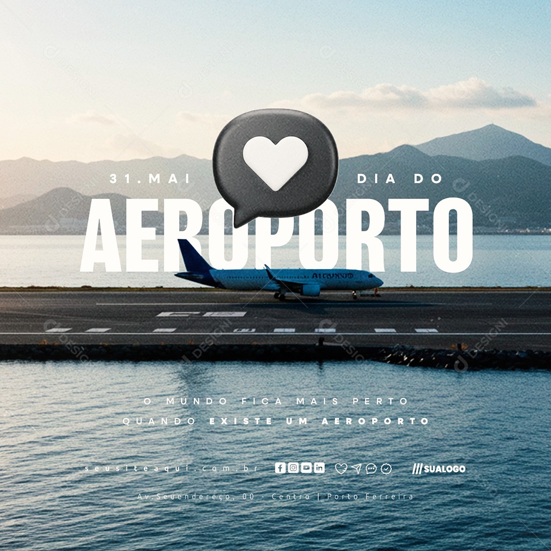 Dia do Aeroporto 31 de Maio Social Media PSD Editável
