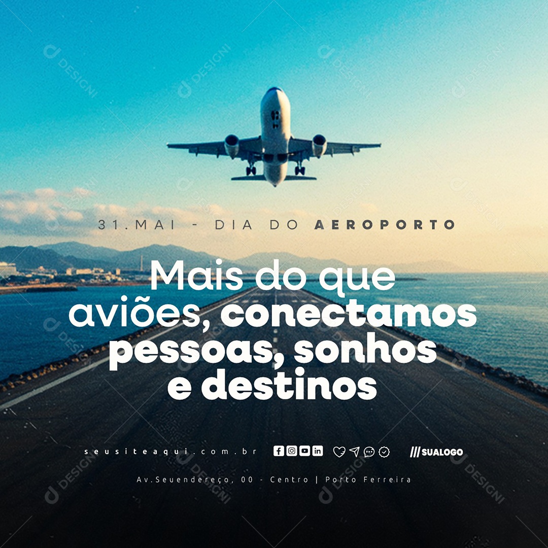 Dia do Aeroporto 31 de Maio Social Media PSD Editável