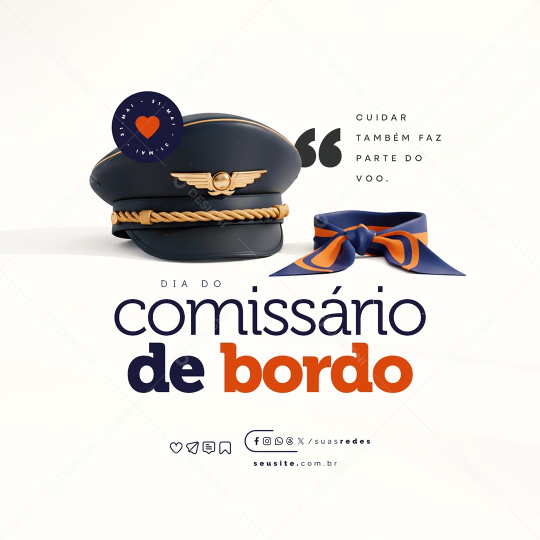 Dia do Comissário de Bordo 31 de Maio Social Media PSD Editável