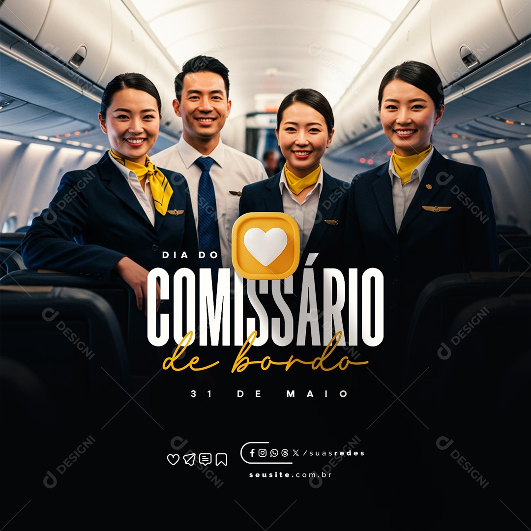 Dia do Comissário de Bordo 31 de Maio Social Media PSD Editável
