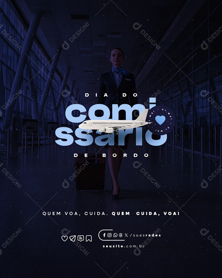 Dia do Comissário de Bordo 31 de Maio Social Media PSD Editável