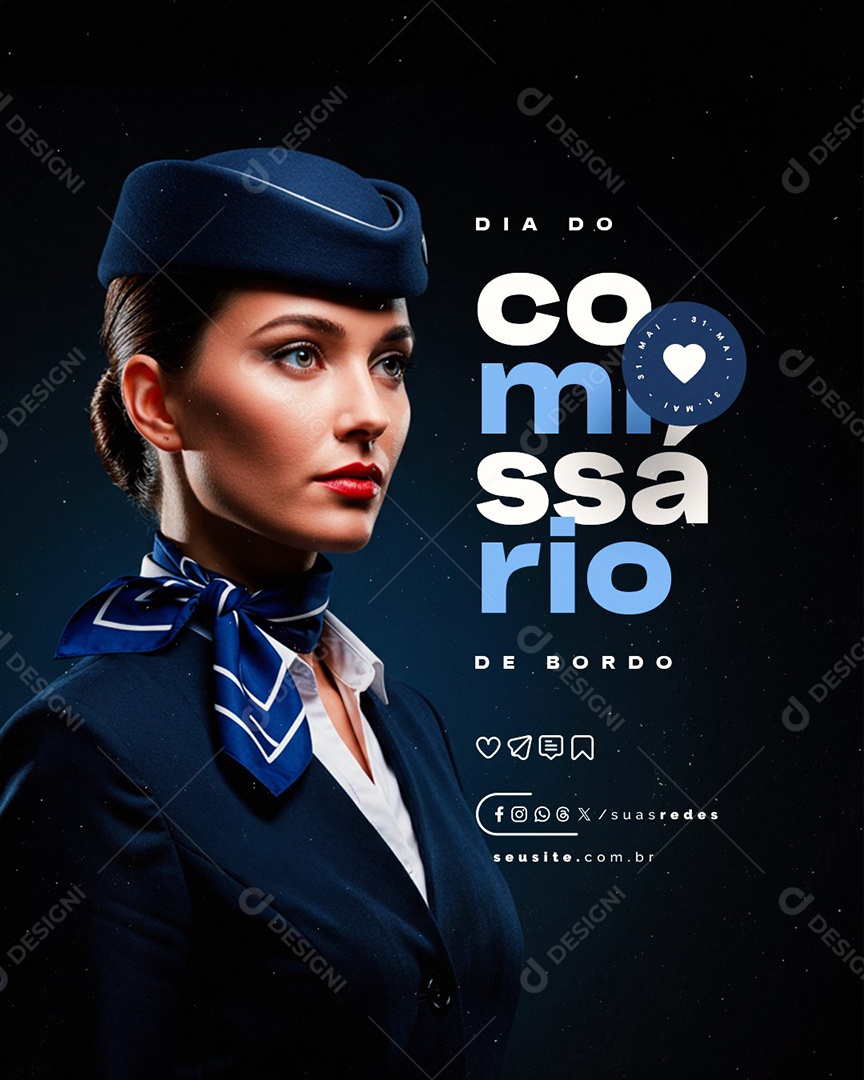 Dia do Comissário de Bordo 31 de Maio Social Media PSD Editável