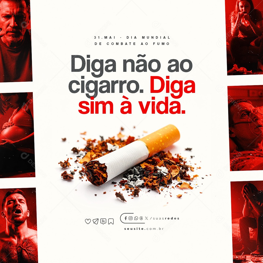 Dia Mundial Sem Tabaco 31 de Maio Social Media PSD Editável
