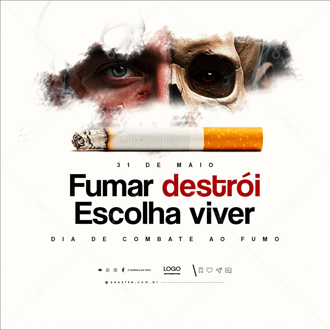 Dia Mundial Sem Tabaco 31 de Maio Social Media PSD Editável