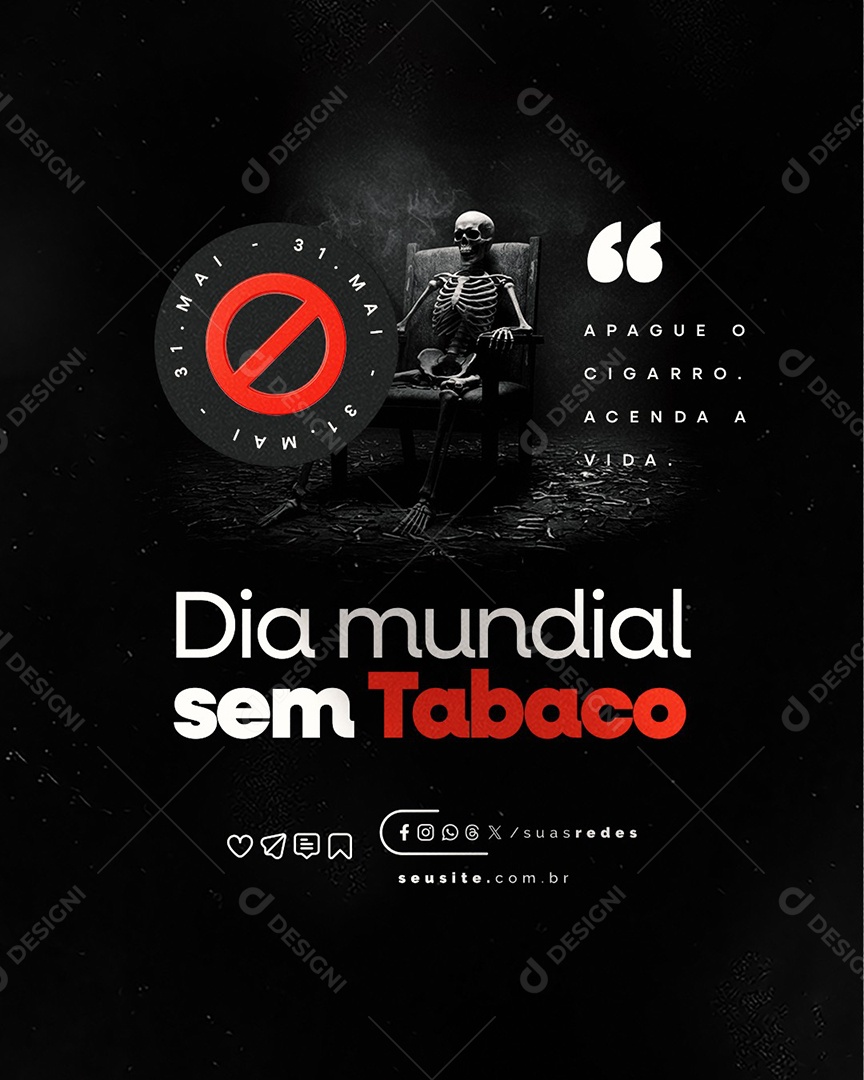Dia Mundial Sem Tabaco 31 de Maio Social Media PSD Editável