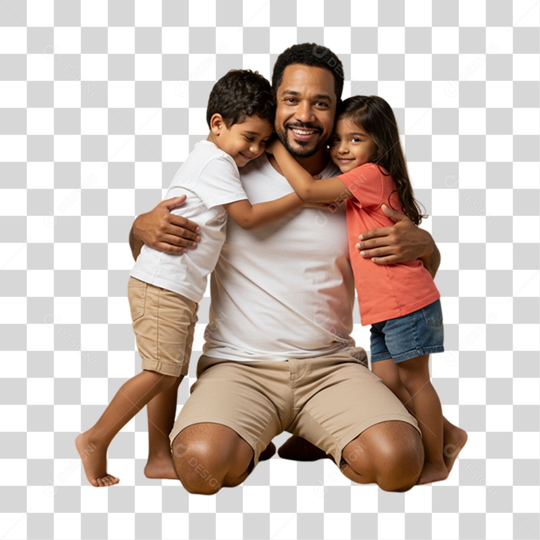 Pai com seus Filhos PNG Transparente