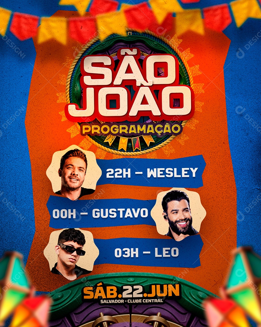 Flyer São João Programação Social Media PSD Editável